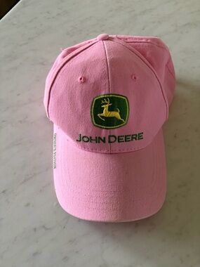 John Deere Pink Baseball Cap with Green & Yellow Logo